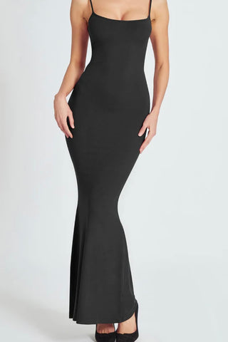 CAMI RIBBED BODYCON MAXI DRESS WITH MERMAID FLARE