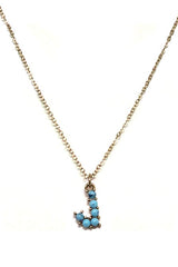 SMALL GOLD TURQUOISE INITIAL NECKLACE
