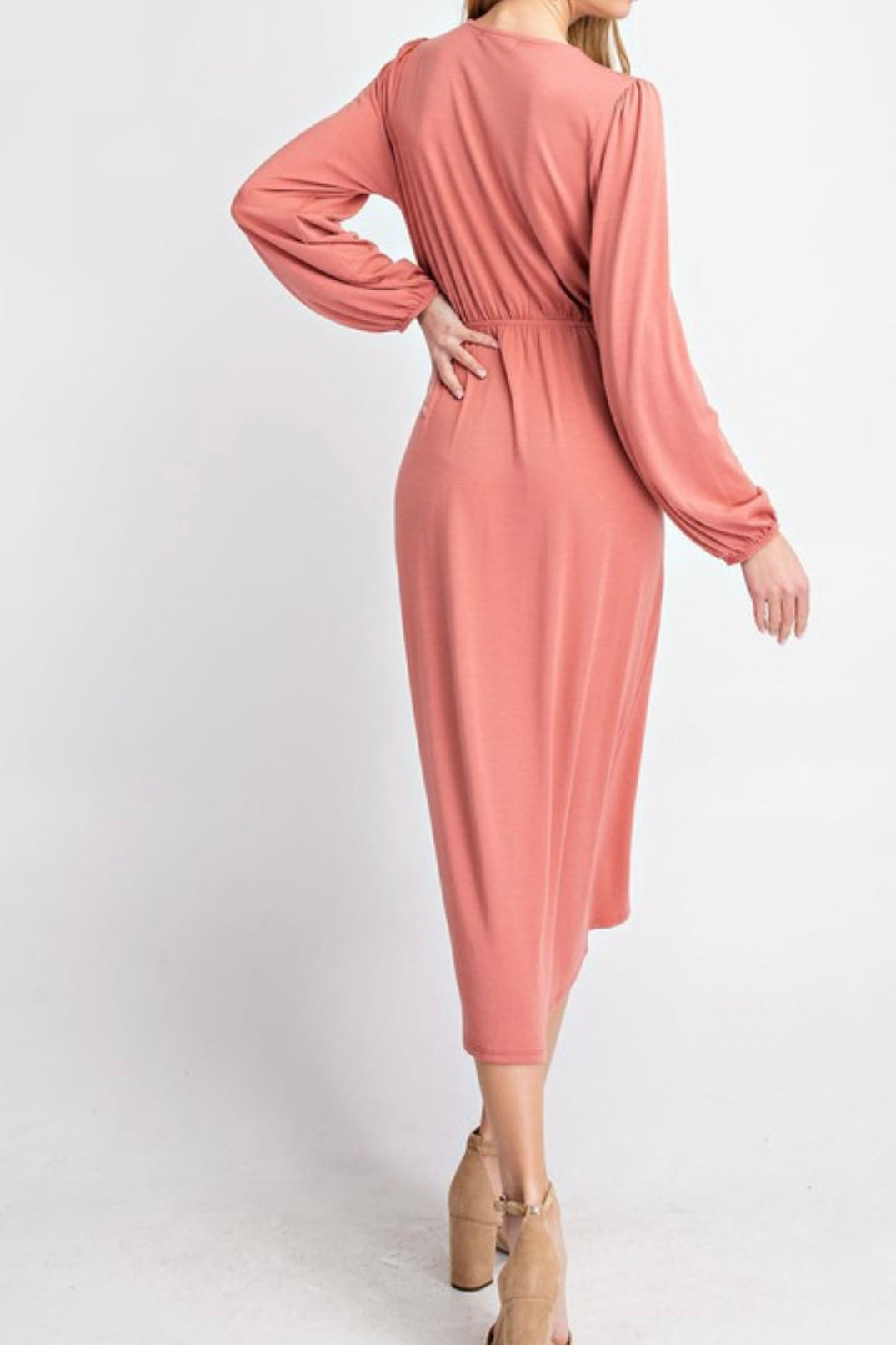 faux wrap midi dress Anne Klein Women's Faux-Wrap A-Line Midi Dress