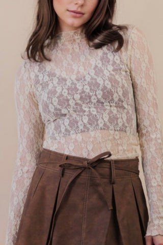 LONG SLEEVE SHEER MESH LACE TOP
