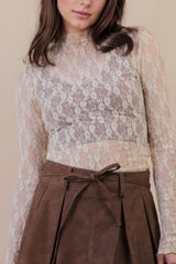 LONG SLEEVE SHEER MESH LACE TOP