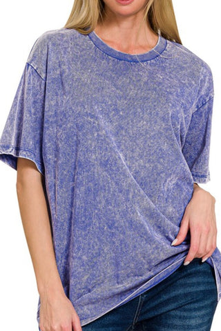 SHORT SLEEVE MINERAL WASH  RELAX FIT TEE WITH BACK SEAM DETAIL