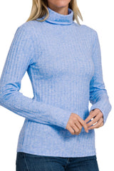 LONG SLEEVE WIDE RIBBED TURTLE NECK