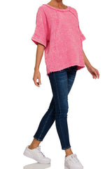 MINERAL WASH DOUBLE GAUZE SHORT SLEEVE TOP