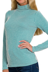 LONG SLEEVE CONTRAST RIBBED TURTLENECK