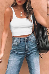 SQUARE NECK DOUBLE LINED CROP TANK