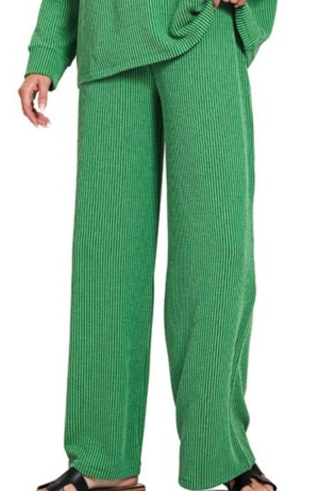 RIBBED STRAIGHT LEG PANTS