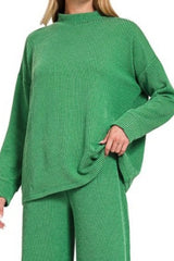 LONG SLEEVE RIBBED MOCK NECK TOP