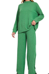 RIBBED STRAIGHT LEG PANTS