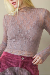 LONG SLEEVE SHEER MESH LACE TOP