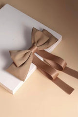 SATIN DOUBLE LAYER BOWTIE RIBBON HAIR CLIPS