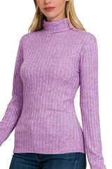 LONG SLEEVE WIDE RIBBED TURTLE NECK