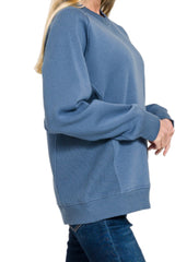 LONG SLEEVE CREW NECK SWEATSHIRT WITH RIBBED SIDE DETAILS