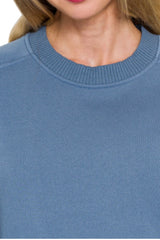 LONG SLEEVE CREW NECK SWEATSHIRT WITH RIBBED SIDE DETAILS