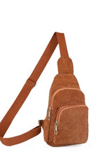 CORDUROY DOUBLE POCKET CROSSBODY SLING BAG