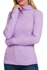 LONG SLEEVE WIDE RIBBED TURTLE NECK