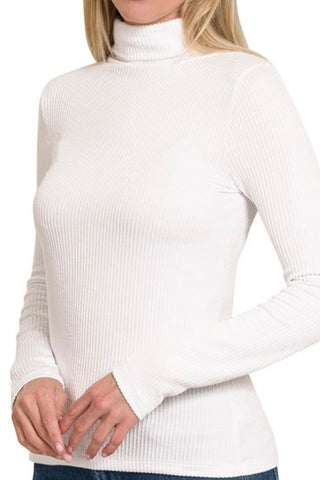 LONG SLEEVE CONTRAST RIBBED TURTLENECK