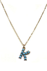 SMALL GOLD TURQUOISE INITIAL NECKLACE