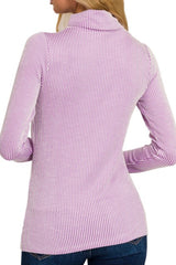 LONG SLEEVE CONTRAST RIBBED TURTLENECK