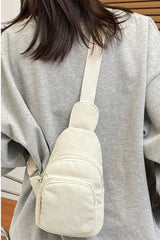 CORDUROY DOUBLE POCKET CROSSBODY SLING BAG