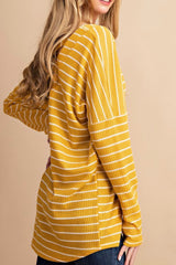 STRIPE WAFFLE KNIT BUTTON DOWN CARDIGAN WITH CROSS BACK DETAIL