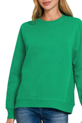 LONG SLEEVE CREW NECK SWEATSHIRT WITH RIBBED SIDE DETAILS