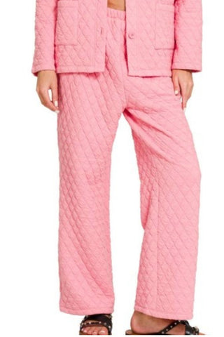QUILTED STRAIGHT LEG PANTS