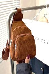 CORDUROY DOUBLE POCKET CROSSBODY SLING BAG