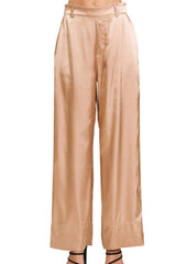 WIDE LEG SATIN PANTS WITH POCKETS