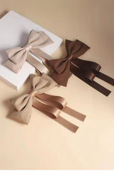 SATIN DOUBLE LAYER BOWTIE RIBBON HAIR CLIPS