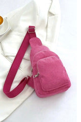 CORDUROY DOUBLE POCKET CROSSBODY SLING BAG