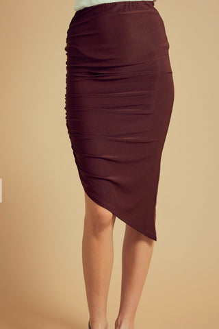 SIDE RUCHED MIDI SKIRT