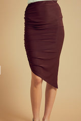 SIDE RUCHED MIDI SKIRT