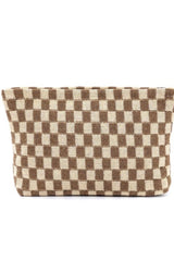 CHECKED PRINT CLUTCH/MAKEUP BAG