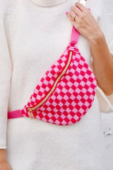 CHECKED PRINT CROSSBODY SLING BAG