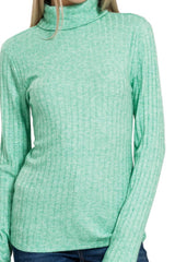 LONG SLEEVE WIDE RIBBED TURTLE NECK