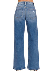 HIRISE WIDE LEG JEANS WITH FINISHED HEM