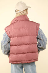 ZIP UP PUFFER VEST WITH SIDE POCKETS