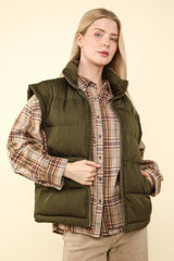 ZIP UP PUFFER VEST WITH SIDE POCKETS