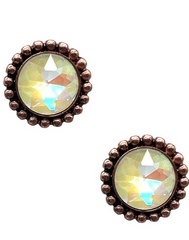 WESTERN CONCHO STUD EARRING WITH CRYSTAL CENTER