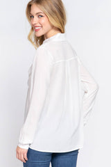 Long Sleeve Front Pocket Woven Shirt