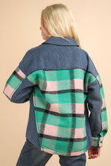 LONG SLEEVE PLAID FLANNEL WITH DENIM CONTRAST