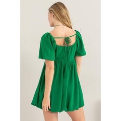 BUBBLE SLEEVE BUBBLE HEM MINI DRESS