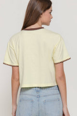 Short Sleeve Embroidered Edge Graphic T-Shirt