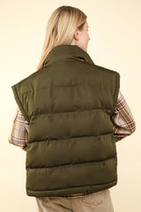 ZIP UP PUFFER VEST WITH SIDE POCKETS