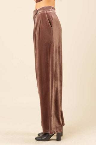 HIRISE VELVET STRAIGHT LEG PANTS