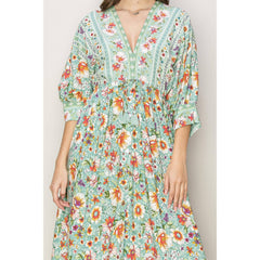 FLORAL PRINT BUTTON DOWN MAXI DRESS