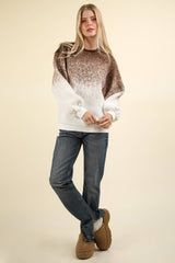 LONG SLEEVE FLEECE OMBRE PRINT PULLOVER