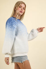 LONG SLEEVE FLEECE OMBRE PRINT PULLOVER