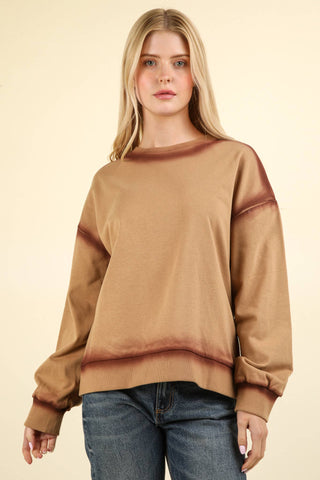 LONG SLEEVE OVERSIZED SWEATSHIRT WITH SPRAY DYE DETAIL